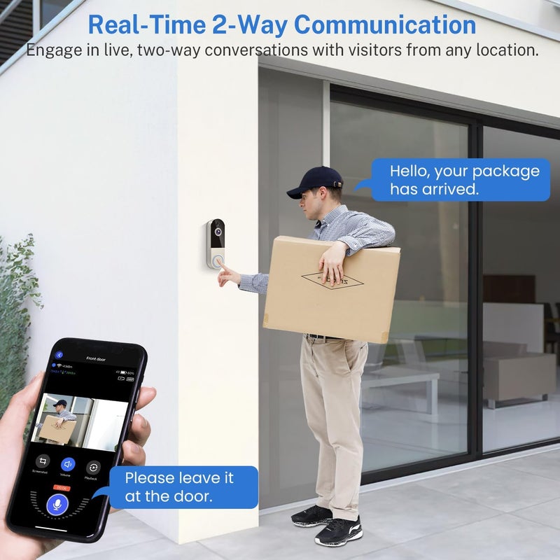 NariOrbi WiFi Video Doorbell Camera with Human Detection, Battery Powered, Night Vision, 2-Way Talk, 2.4G WiFi, Cloud Storage - Image 4